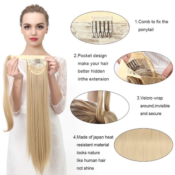 - ✨24” #6 DARK BROWN STRAIGHT CLIP ON PONYTAIL.*NWT*